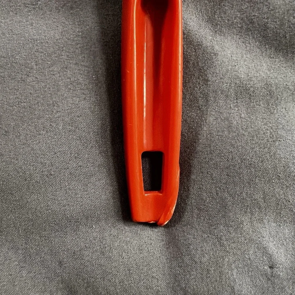 Vintage Ekco‎ USA Slotted Stainless Serving Spoon Orange Handle 12